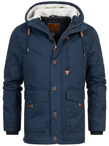Indicode Herren INCrossing Winterjacke mit Kapuze gefüttert | Herrenjacke Wintermantel Parka Männer Navy, XL von Indicode