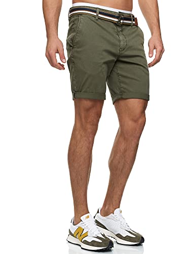 Indicode Herren INCunning Chino Shorts mit 4 Taschen | Bermuda Herren Sommer-Shorts für Männer Army M von Indicode