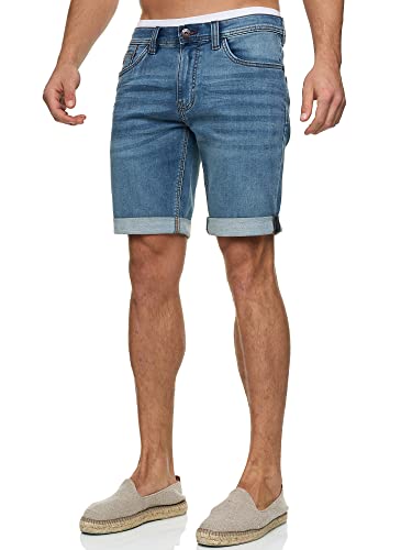 Indicode Herren INDelmare Jeans Shorts mit 4 Taschen | Herrenshorts Used Look für Männer Rain Grey, L von Indicode