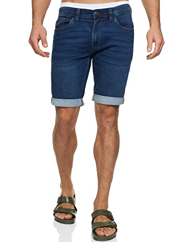 Indicode Herren INDelmare Jeans Shorts mit 4 Taschen | Herrenshorts Used Look für Männer Work Blue, L von Indicode