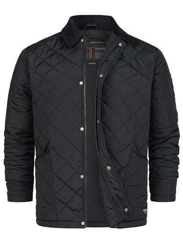 Indicode Herren INDram Steppjacke mit Cordkragen und Rautensteppung | Daunenjacke für Männer Black, L von Indicode