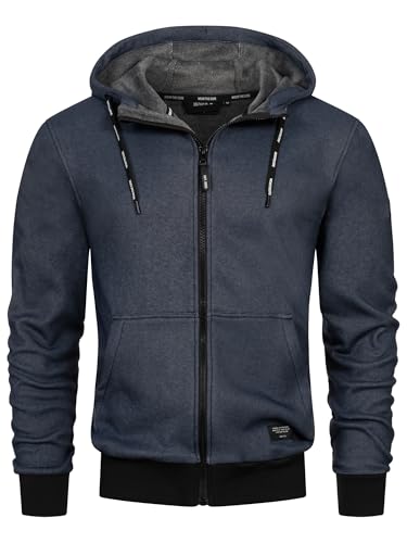 Indicode Herren INDuff Sweatjacke mit Reißverschluss und Kapuze | Hooded Jacket Kapuzenjacke für Männer Dk Denim, S von Indicode