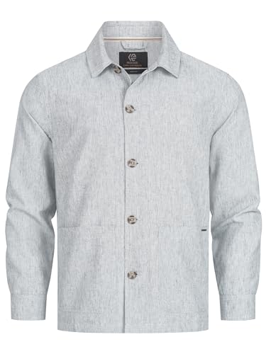 Indicode Herren INElton Übergangsjacke mit zwei Taschen aus Baumwoll-Leinen Mischung | Herrenjacke Männer Dk Denim, XXL von Indicode