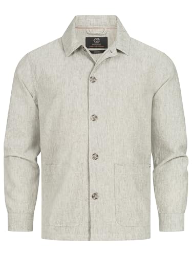 Indicode Herren INElton Übergangsjacke mit zwei Taschen aus Baumwoll-Leinen Mischung | Herrenjacke Männer Army, L von Indicode