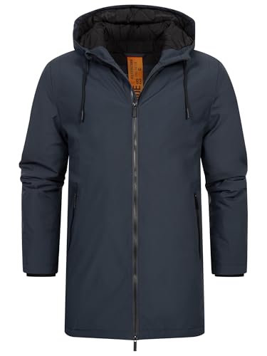 Indicode Herren INEmilio Parka mit Reißverschluss und Kapuze | Herrenparka Männer-Parka Navy, L von Indicode