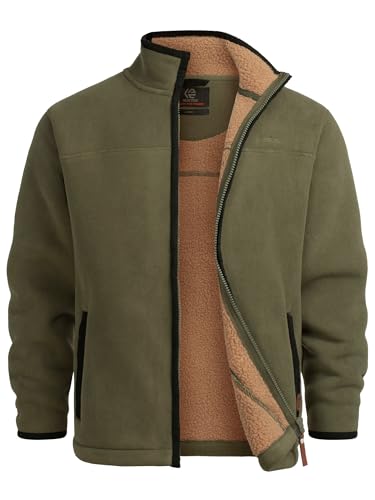 Indicode Herren INEmilos Fleecejacke mit Stehkragen | Übergangsjacke Fleece Herrenjacke für Männer Army, S von Indicode