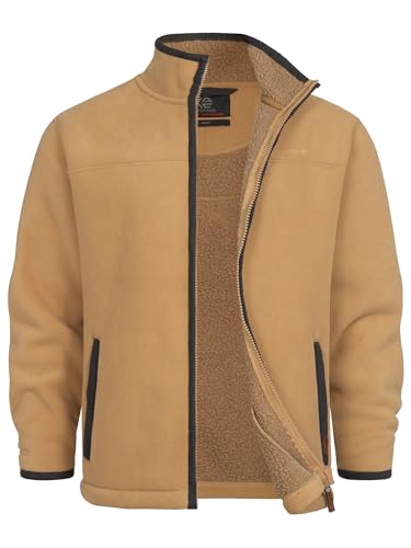 Indicode Herren INEmilos Fleecejacke mit Stehkragen | Übergangsjacke Fleece Herrenjacke für Männer Beige, XXL von Indicode