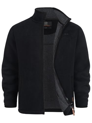 Indicode Herren INEmilos Fleecejacke mit Stehkragen | Übergangsjacke Fleece Herrenjacke für Männer Black, L von Indicode
