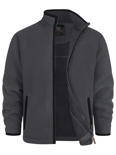 Indicode Herren INEmilos Fleecejacke mit Stehkragen | Übergangsjacke Fleece Herrenjacke für Männer Dk Grey, M von Indicode