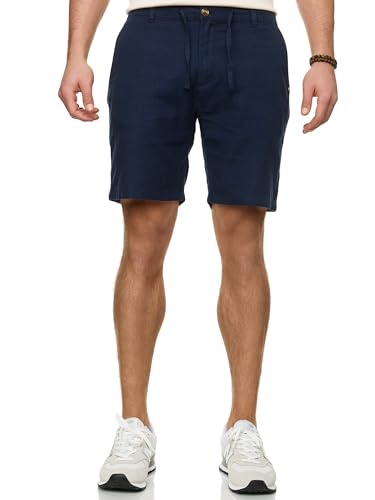 Indicode Herren INErwil Shorts aus Leinen & Baumwolle | Herrenshorts Freizeitshorts Navy - solid, L von Indicode