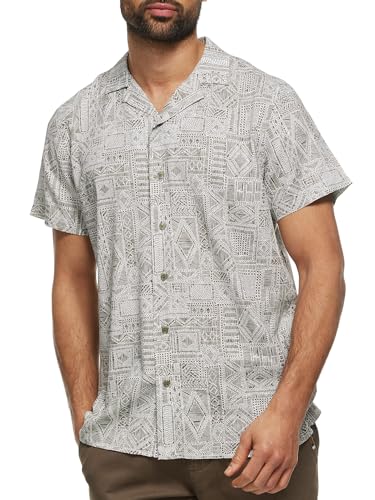 Indicode Herren INFrey Kurzarm-Hemd mit Muster aus Baumwollmischung | Herrenhemd für Männer Covert Green XL von Indicode