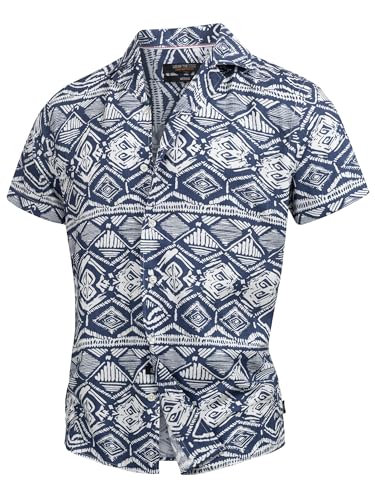 Indicode Herren INFrey Kurzarm-Hemd mit Muster aus Baumwollmischung | Herrenhemd für Männer Navy, L von Indicode