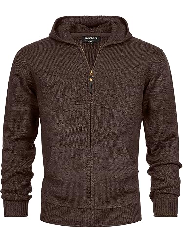 Indicode Herren INGage Strickjacke mit Kapuze und RIPP-Bündchen | Cardigan mit Reißverschluss Bracken L von Indicode