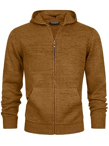 Indicode Herren INGage Strickjacke mit Kapuze und RIPP-Bündchen | Cardigan mit Reißverschluss Rubber L von Indicode