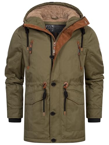Indicode Herren INGillespie Winterjacke mit gefütterter Kapuze | Herrenjacke Wintermantel Parka Männer Army, XXL von Indicode
