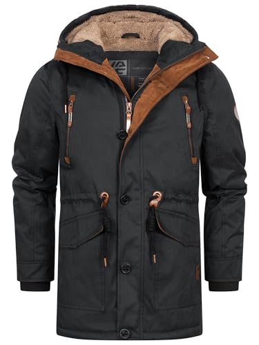 Indicode Herren INGillespie Winterjacke mit gefütterter Kapuze | Herrenjacke Wintermantel Parka Männer Black, S von Indicode