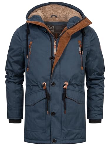 Indicode Herren INGillespie Winterjacke mit gefütterter Kapuze | Herrenjacke Wintermantel Parka Männer Navy, XXL von Indicode