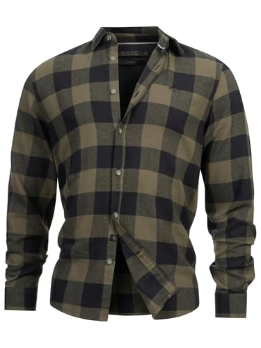 Indicode Herren INGilman Hemd kariert mit Kent-Kragen aus Baumwollmischung | Herrenhemd Männerhemd Army, XL von Indicode
