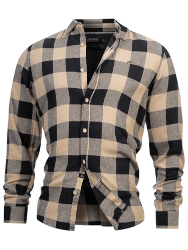 Indicode Herren INGilman Hemd kariert mit Kent-Kragen aus Baumwollmischung | Herrenhemd Männerhemd Irish Cream, L von Indicode