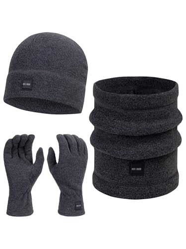 Indicode Herren INGjert Winter-Set Mütze, Schal & Handschuhe | Wintermütze Winterschal Charcoal Mix, OS von Indicode