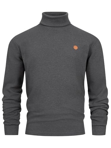 Indicode Herren INGuadalupe Roll Neck Langarmshirt mit Rollkragen | Langarm Shirt Longsleeve für Männer Charcoal Mix, S von Indicode