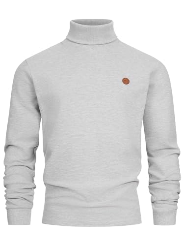 Indicode Herren INGuadalupe Roll Neck Langarmshirt mit Rollkragen | Langarm Shirt Longsleeve für Männer Lt Grey Mix, XL von Indicode