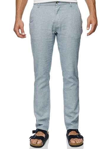 Indicode Herren INGuy Stoffhose aus Leinen & Baumwolle | Herrenhose Freizeithose Männer Copen Blue, 31/32 von Indicode