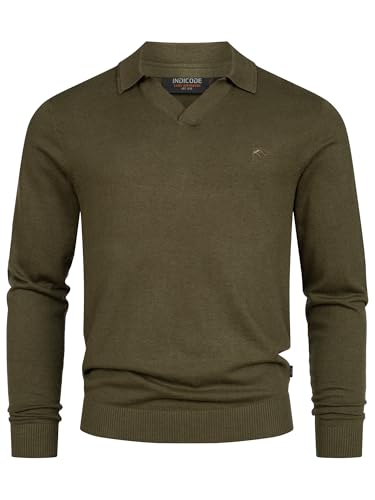 Indicode Herren INHagen Pullover mit Polokragen und RIPP-Bündchen | Baumwollpulli für Männer Army Mix L Indicode Herren INHagen Pullover mit Polokragen und RIPP-Bündchen | Baumwollpulli für Männer Army Mix L von Indicode
