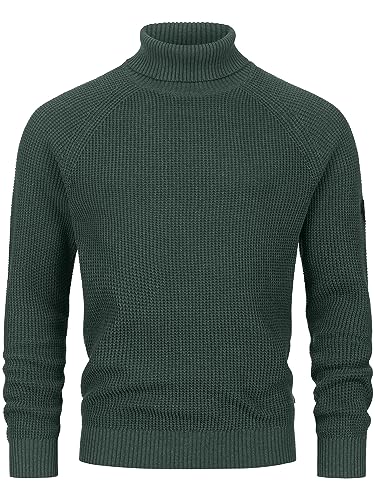 Indicode Herren INHarlan Fein-Strickpullover aus Baumwolle mit Rollkragen und RIPP-Bündchen Army L von Indicode