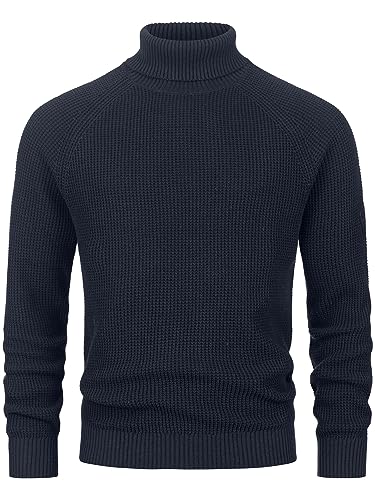 Indicode Herren INHarlan Fein-Strickpullover aus Baumwolle mit Rollkragen und RIPP-Bündchen Navy L von Indicode