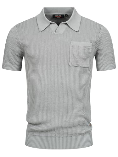 Indicode Herren INHarlo Poloshirt mit Brusttasche | Herrenpoloshirt Polokragen Baumwollshirt Lt Grey, XXL von Indicode