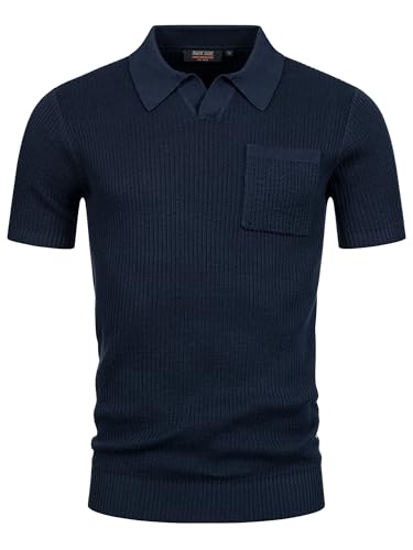 Indicode Herren INHarlo Poloshirt mit Brusttasche | Herrenpoloshirt Polokragen Baumwollshirt Navy, XXL von Indicode
