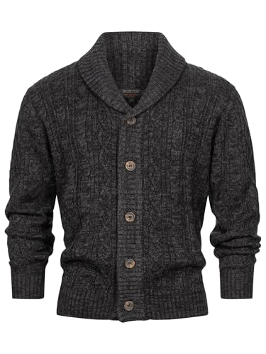 Indicode Herren INIlterly Strickjacke mit Schalkragen und Knopfleiste | Fein-Strick Cardigan für Männer Black, M von Indicode