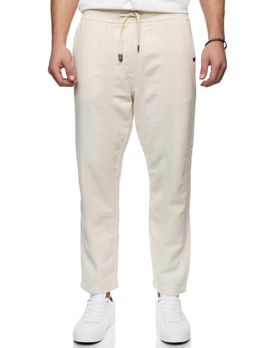 Indicode Herren INIndie Stoffhose aus Baumwolle | Herrenhose Freizeithose Männer White Asparagus, XL von Indicode