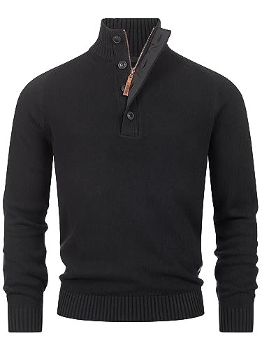 Indicode Herren INIsalu Pullover aus 80% Baumwolle mit Stehkragen | Strickpullover für Männer Black, XXL von Indicode
