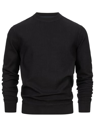 Indicode Herren INJago Sweatshirt mit RIPP-Bündchen und Rundhalsausschnitt | Sweater Pullover für Männer Black XXL Indicode Herren INJago Sweatshirt mit RIPP-Bündchen und Rundhalsausschnitt | Sweater Pullover für Männer Black XXL von Indicode
