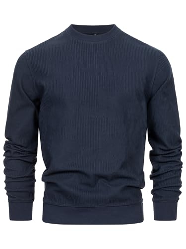 Indicode Herren INJago Sweatshirt mit RIPP-Bündchen und Rundhalsausschnitt | Sweater Pullover für Männer Navy M Indicode Herren INJago Sweatshirt mit RIPP-Bündchen und Rundhalsausschnitt | Sweater Pullover für Männer Navy M von Indicode