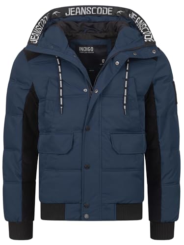 Indicode Herren INJakobe Winterjacke mit Kapuze | Herrenjacke warme Freizeitjacke Männer Navy, M von Indicode