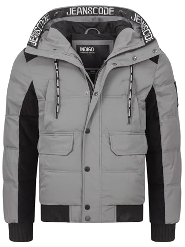 Indicode Herren INJakobe Winterjacke mit Kapuze | Herrenjacke warme Freizeitjacke Männer Pewter L von Indicode