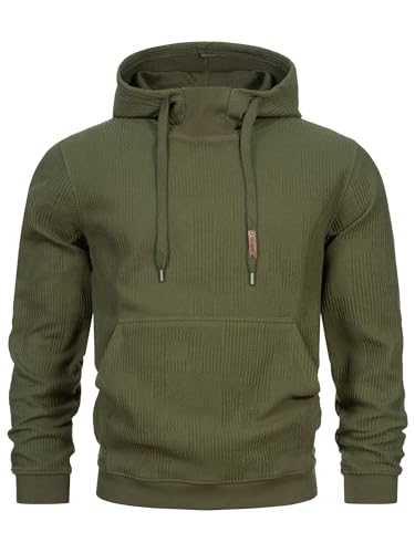 Indicode Herren INJody Sweatshirt mit Kapuze aus Baumwoll-Mix | Hoodie Kapuzenpullover Army, M von Indicode