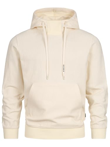 Indicode Herren INJody Sweatshirt mit Kapuze aus Baumwoll-Mix | Hoodie Kapuzenpullover White Asparagus, XXL von Indicode