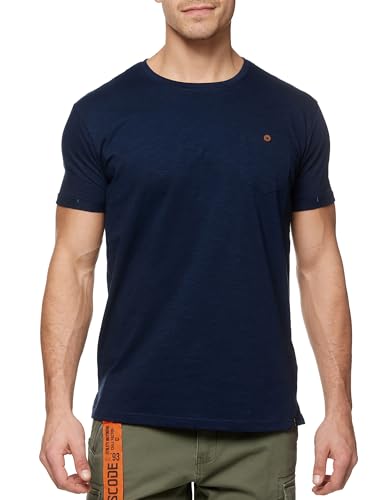 Indicode Herren INJon T-Shirt mit Brusttasche aus 100% Baumwolle | Herrenshirt Sommershirt Männer Navy L von Indicode