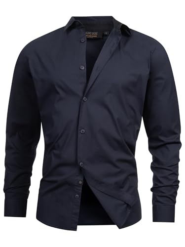 Indicode Herren INKamby Hemd einfarbig aus 97% Baumwolle | Herrenhemd für Männer Navy, L von Indicode
