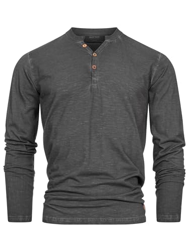 Indicode Herren INKilsone Langarmshirt aus 100% Baumwolle | Herrenshirt Langarm Longsleeve Shirt Männer Black, S von Indicode