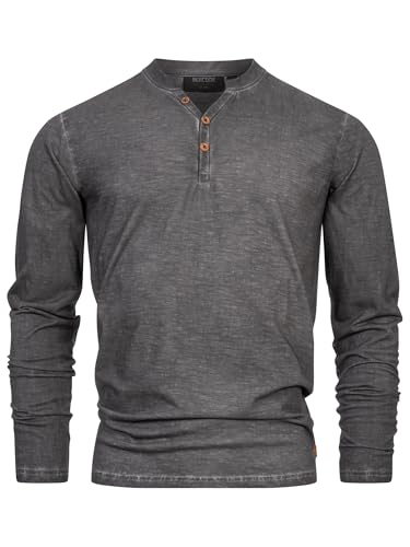 Indicode Herren INKilsone Langarmshirt aus 100% Baumwolle | Herrenshirt Langarm Longsleeve Shirt Männer Dk Grey, XXL von Indicode