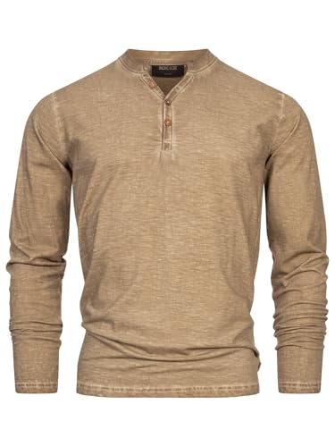 Indicode Herren INKilsone Langarmshirt aus 100% Baumwolle | Herrenshirt Langarm Longsleeve Shirt Männer Dune, XXL von Indicode