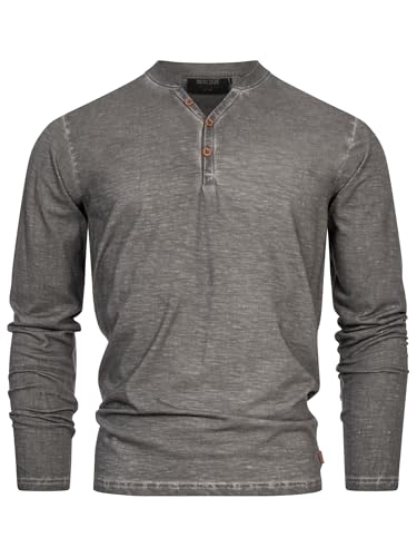 Indicode Herren INKilsone Langarmshirt aus 100% Baumwolle | Herrenshirt Langarm Longsleeve Shirt Männer Pewter, XXL von Indicode