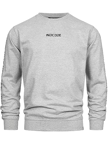 Indicode Herren INKorbin Sweatshirt mit RIPP-Bündchen und Rundhals-Ausschnitt | Sweater aus Baumwoll-Mix Lt Grey Mix XXL von Indicode