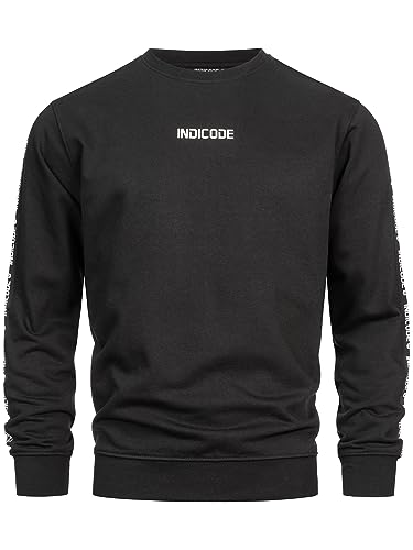 Indicode Herren INKorbin Sweatshirt mit RIPP-Bündchen und Rundhals-Ausschnitt | Sweater aus Baumwoll-Mix Black, L von Indicode
