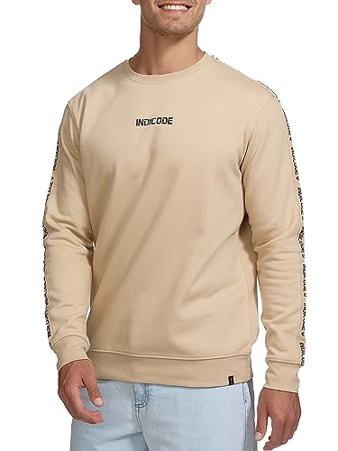 Indicode Herren INKorbin Sweatshirt mit RIPP-Bündchen und Rundhals-Ausschnitt | Sweater aus Baumwoll-Mix Irish Cream, M von Indicode